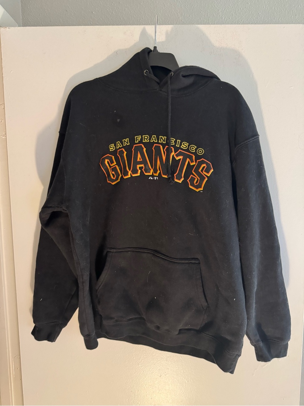 Vintage San Francisco Giants MLB Hoodie Black Orange Pullover Mens Y2K Size L